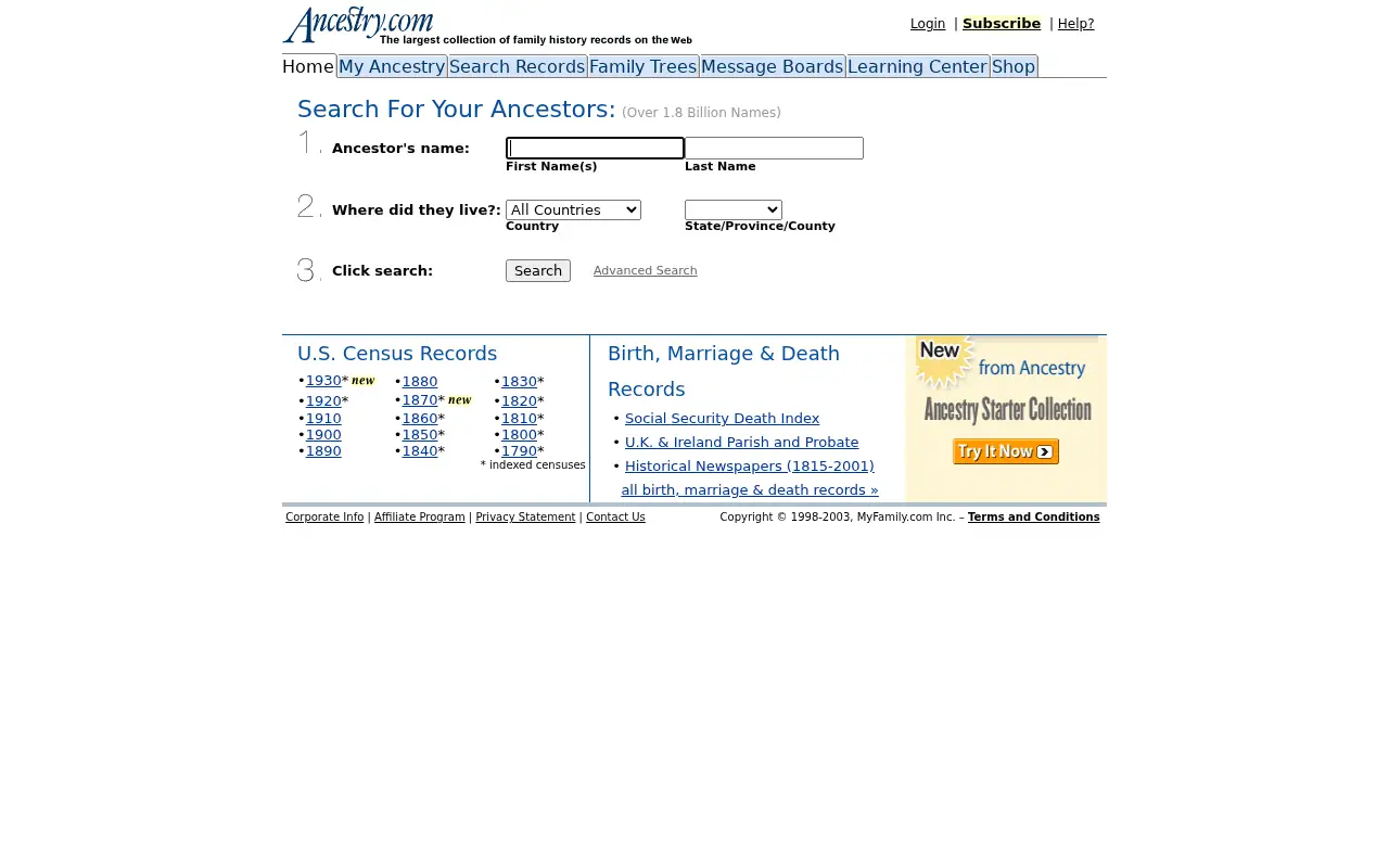 ancestry.com in 2003