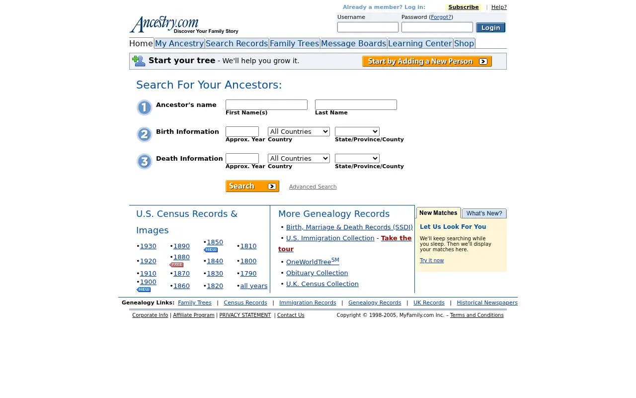 ancestry.com in 2005