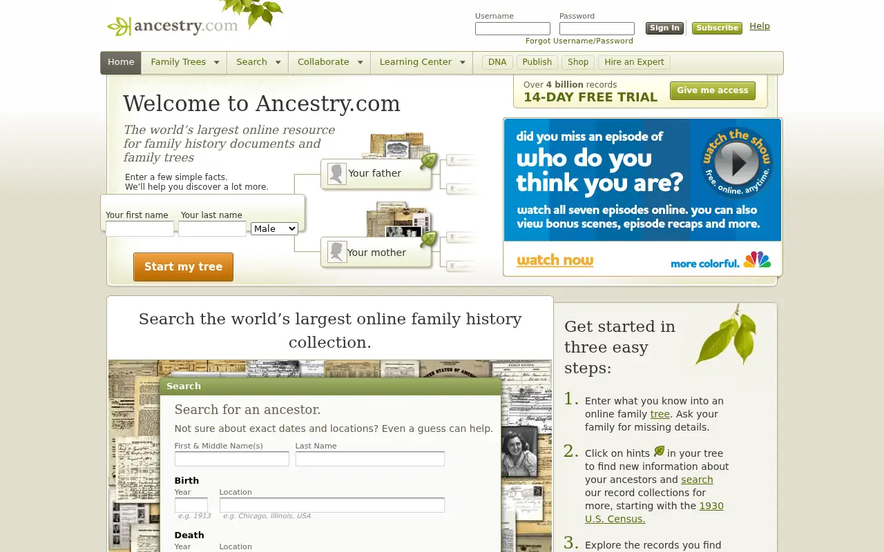 ancestry.com in 2010