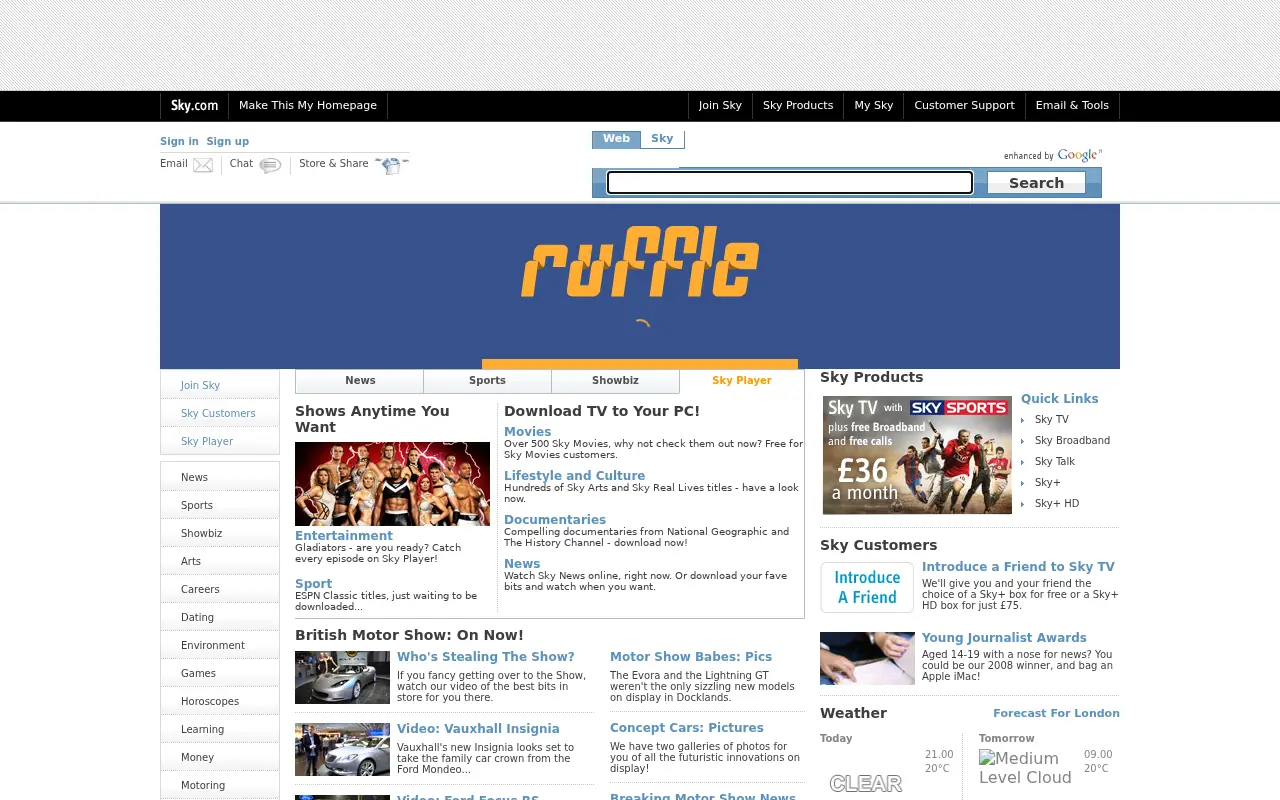 sky.com in 2008