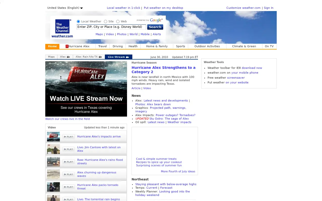 weather.com in 2010