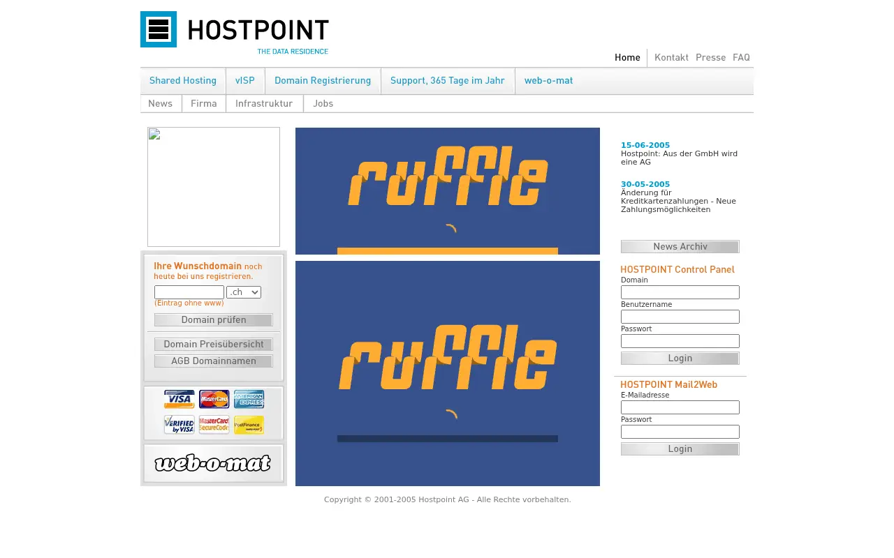 hostpoint.ch in 2005