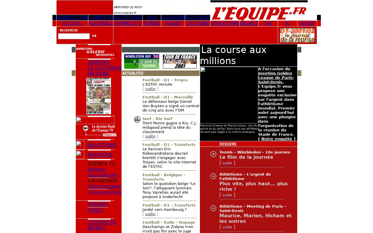 lequipe.fr in 2001