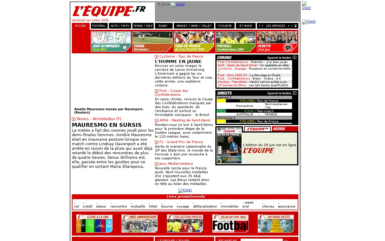 lequipe.fr in 2005