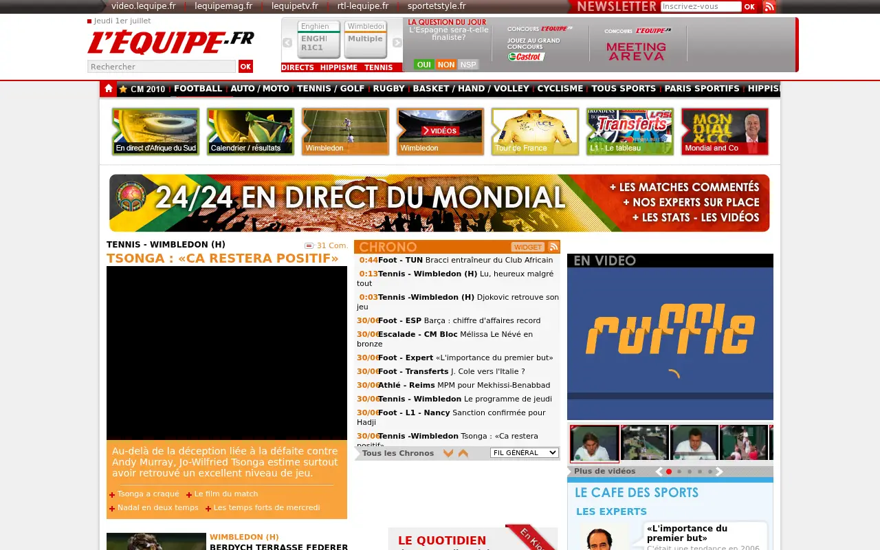 lequipe.fr in 2010