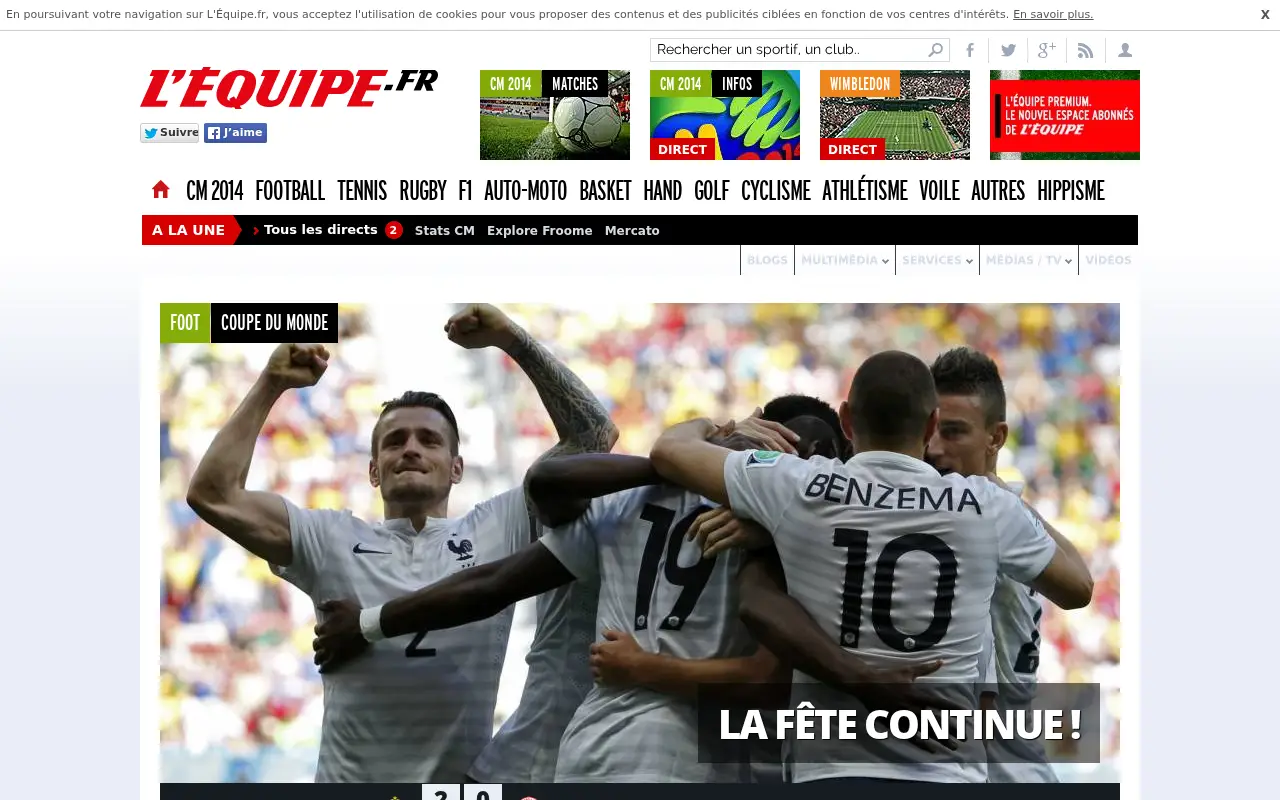 lequipe.fr in 2014