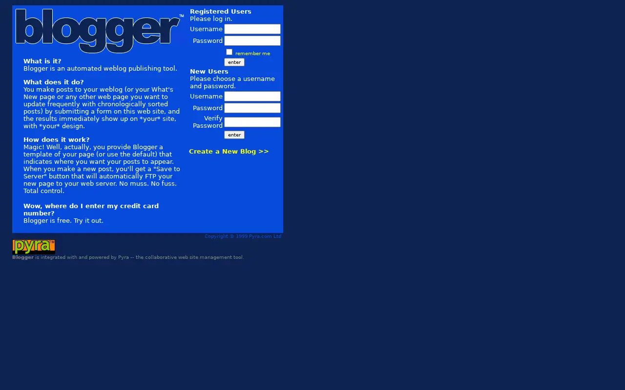 blogger.com in 1999