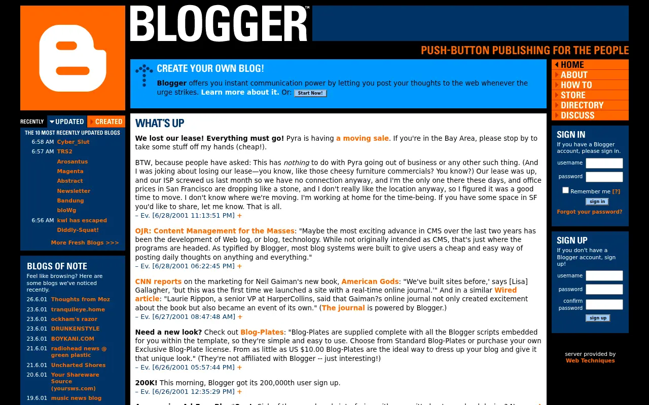 blogger.com in 2001