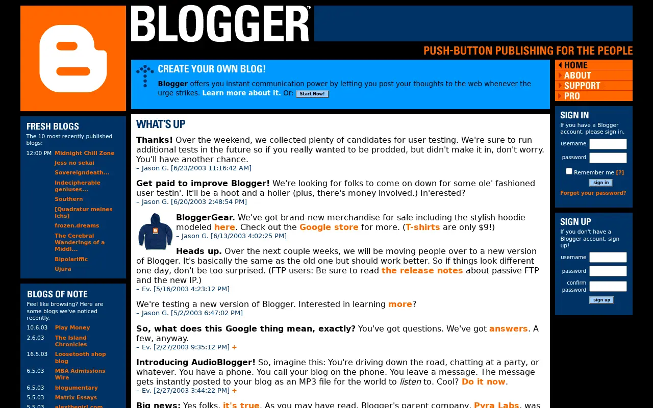 blogger.com in 2003