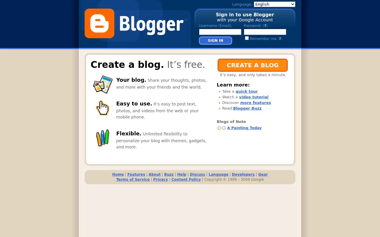 blogger.com in 2009
