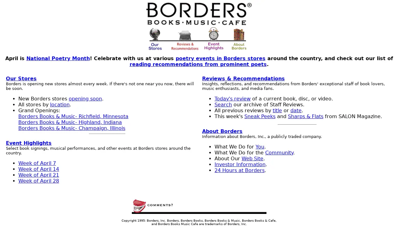 borders.com on April 15, 1997