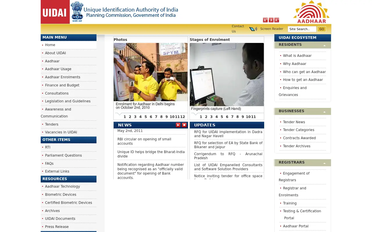 uidai.gov.in in 2011