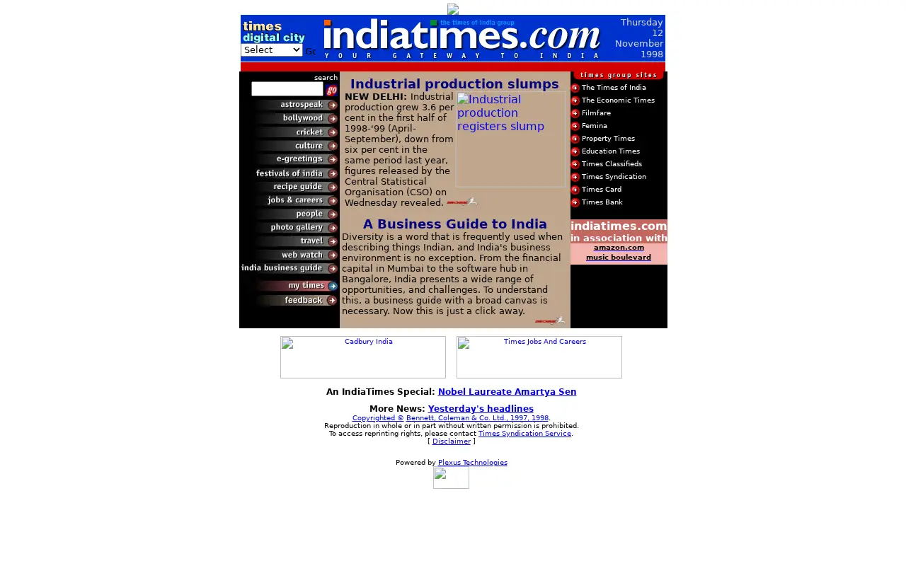 indiatimes.com on November 11, 1998