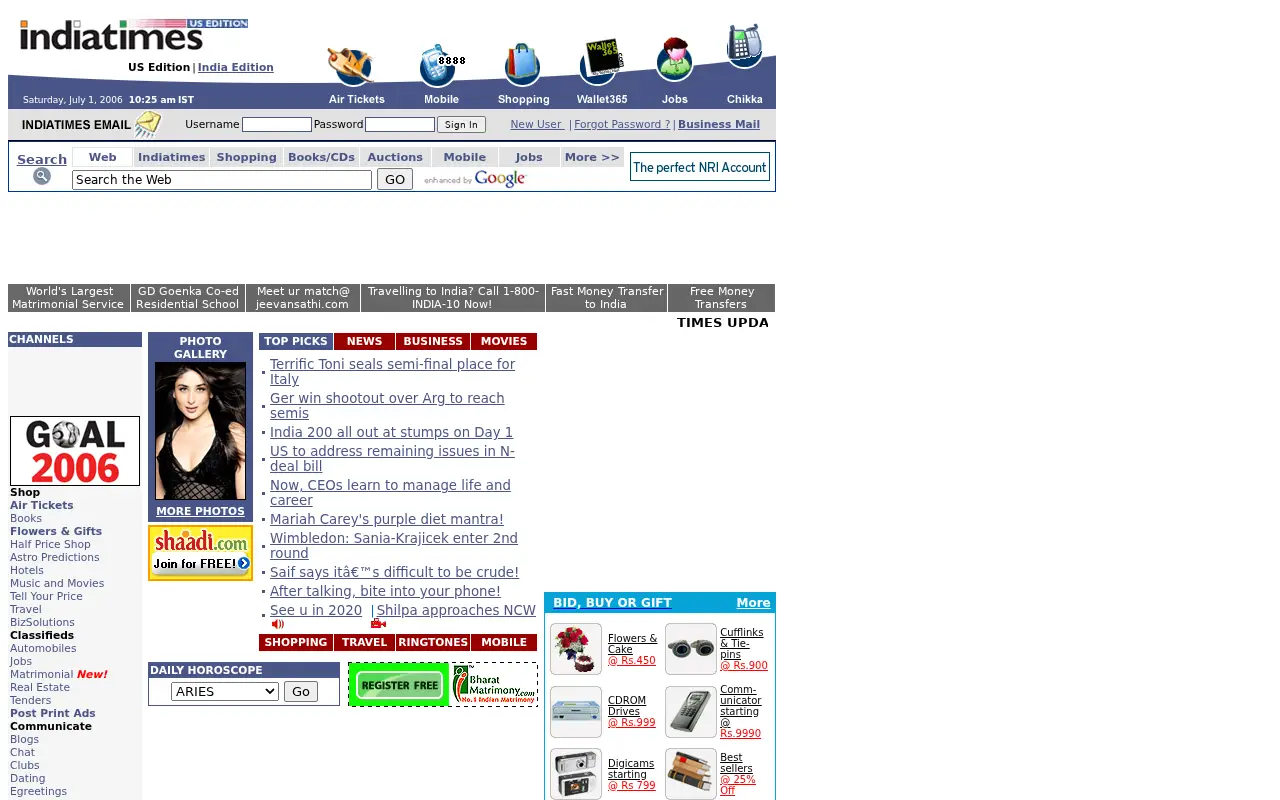 indiatimes.com on July 1, 2006