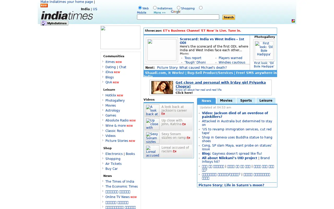 indiatimes.com on June 26, 2009