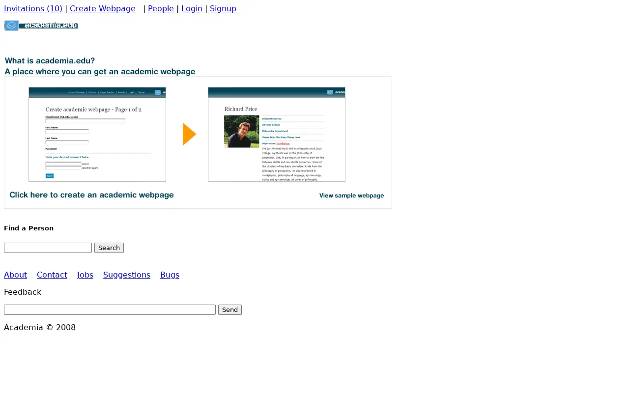 academia.edu in 2008