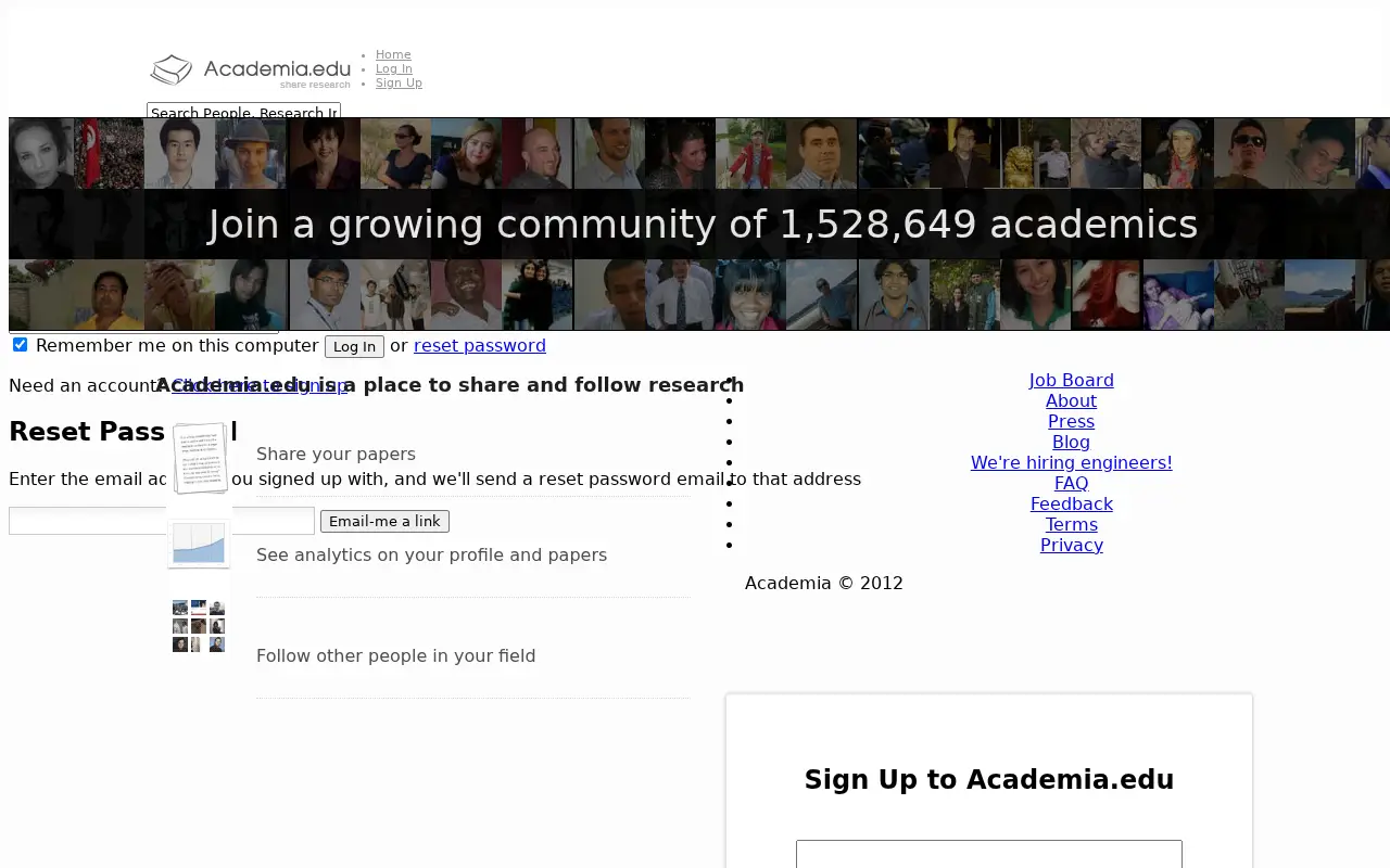 academia.edu in 2012