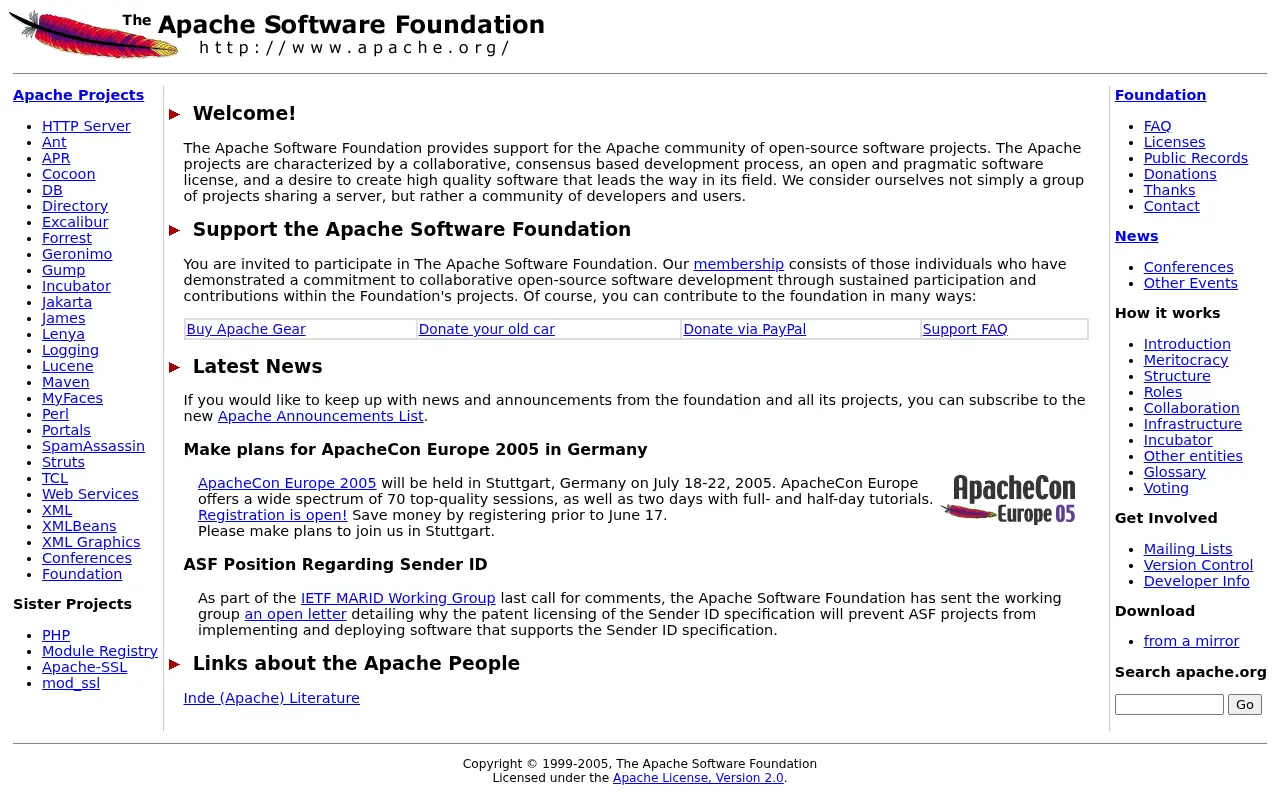 apache.org on July 1, 2005