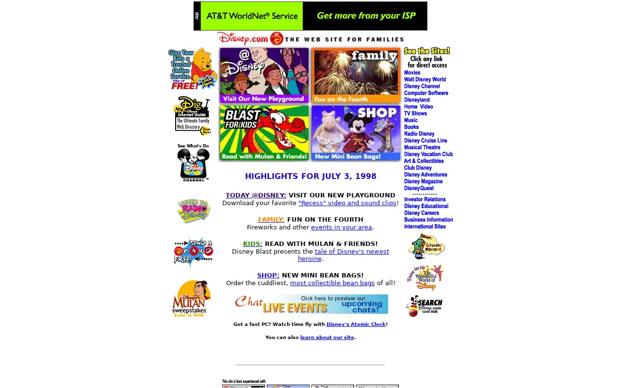 disney.com in 1998