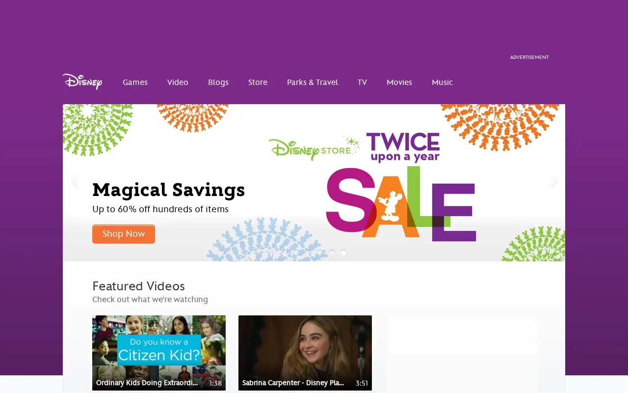 disney.com in 2014