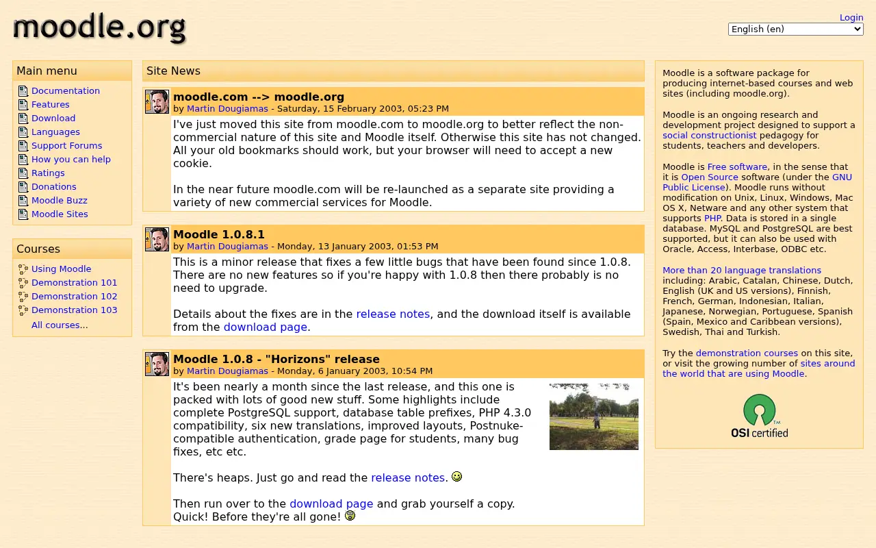 moodle.org in 2003