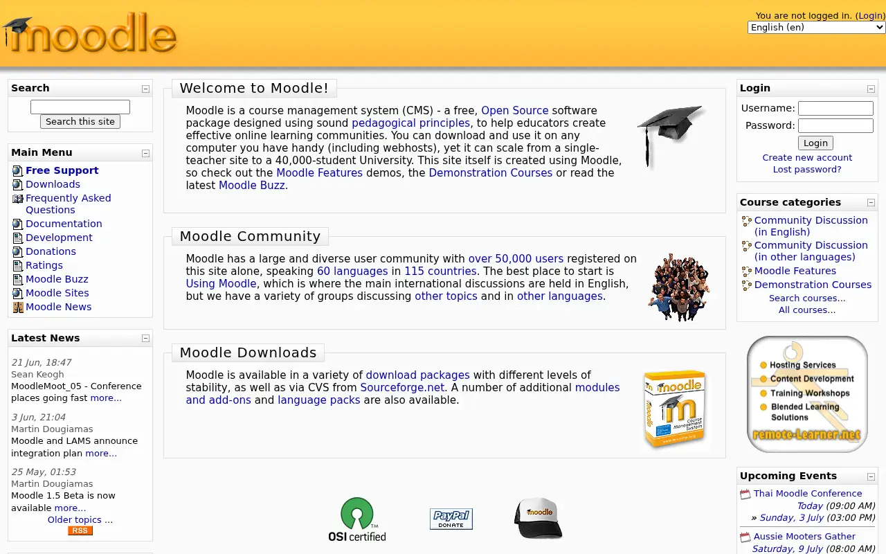 moodle.org in 2005