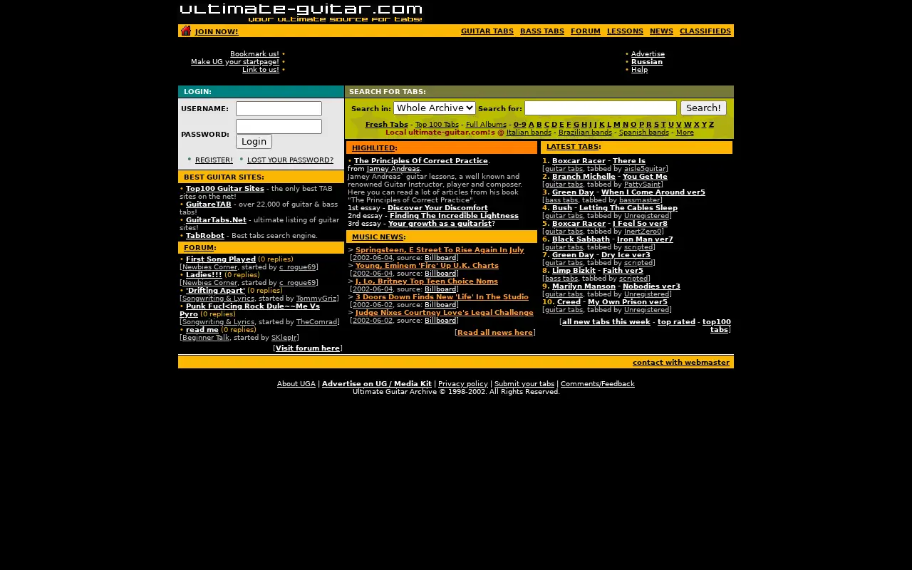 ultimate-guitar.com in 2002