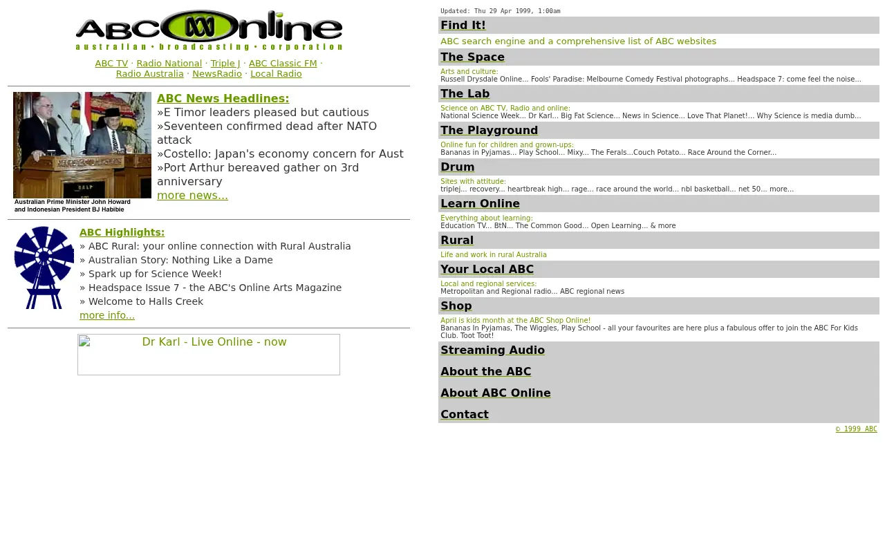 abc.net.au in 1999
