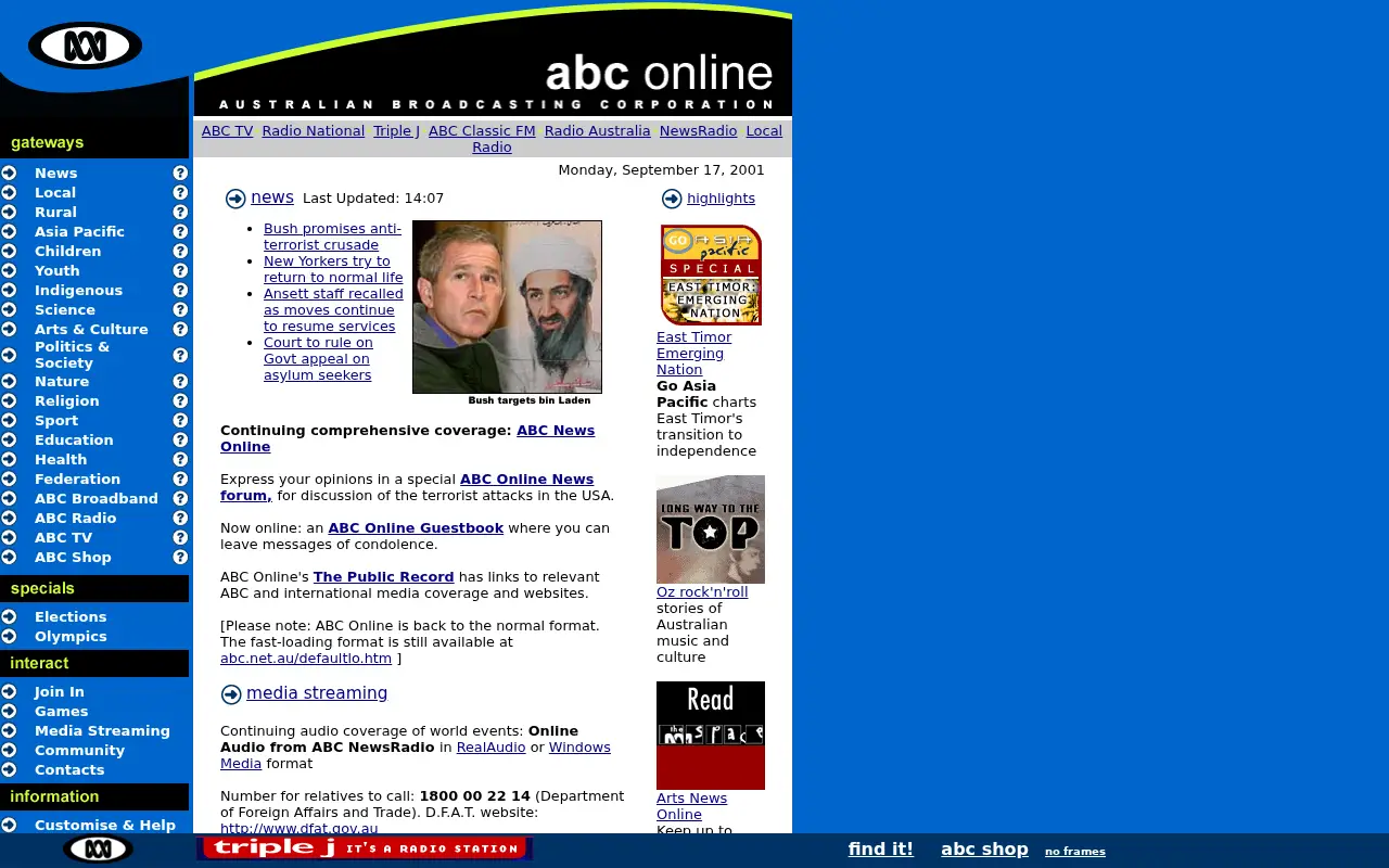 abc.net.au in 2001