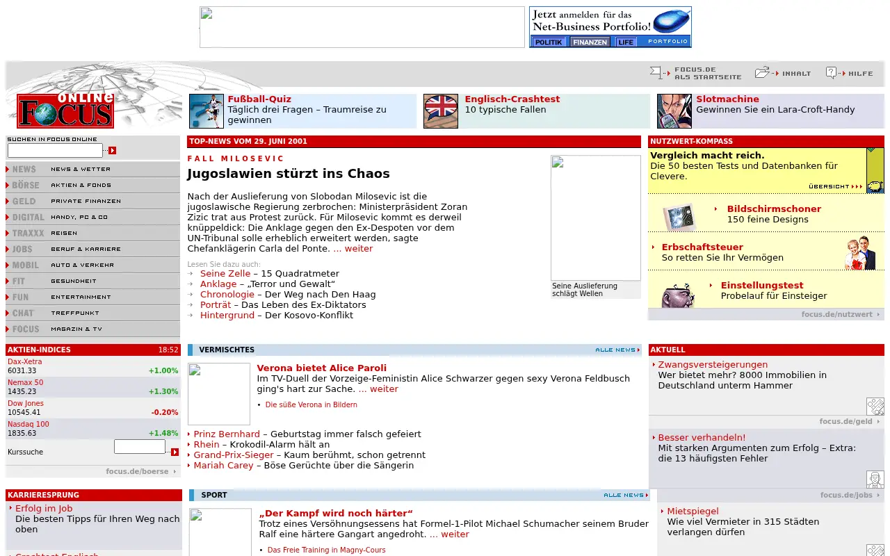 focus.de in 2001