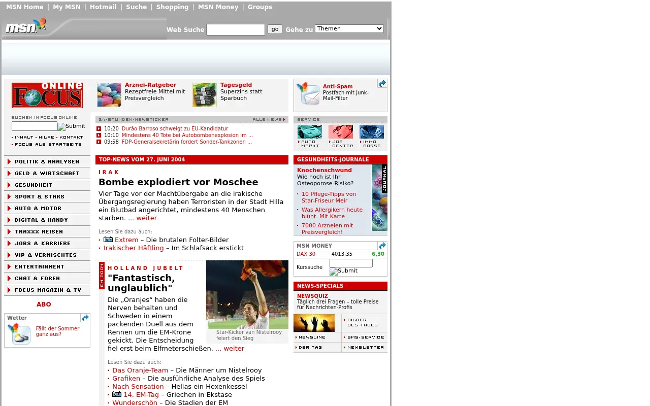 focus.de in 2004