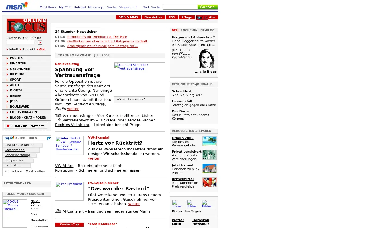 focus.de in 2005