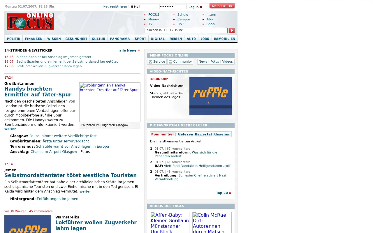 focus.de in 2007
