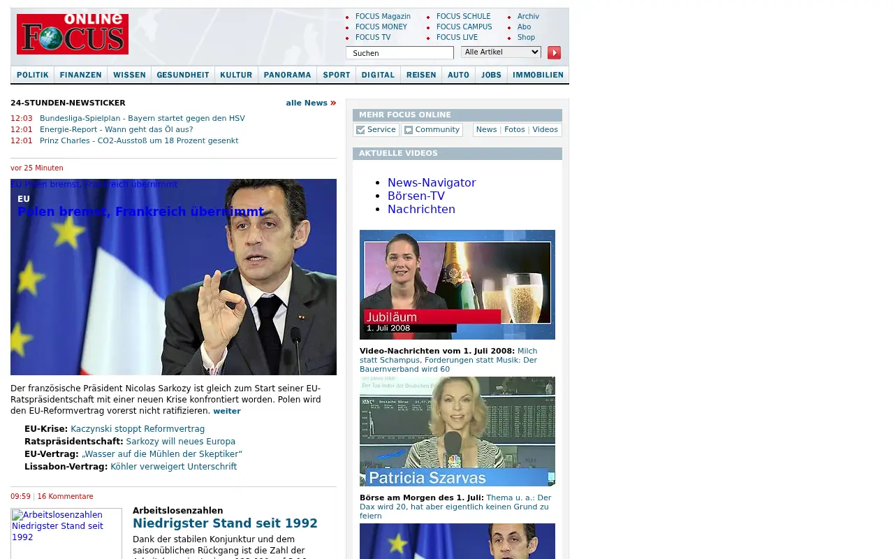 focus.de in 2008