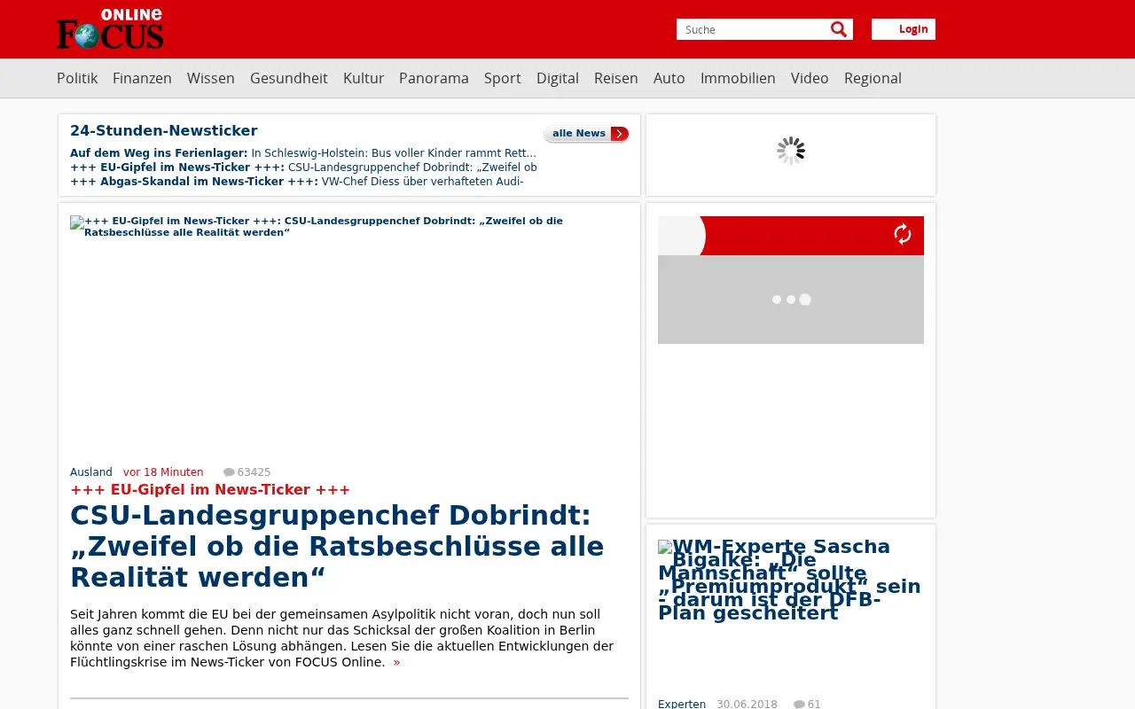 focus.de in 2018