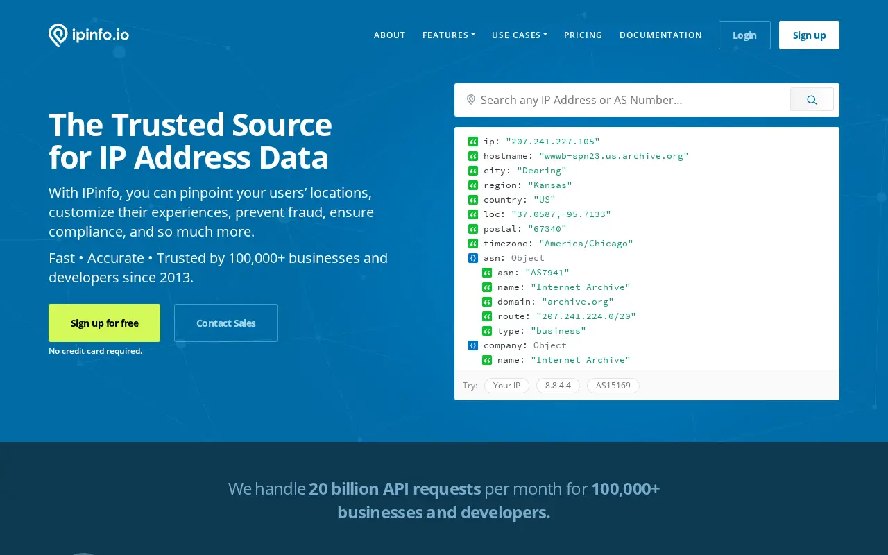 ipinfo.io on July 1, 2020