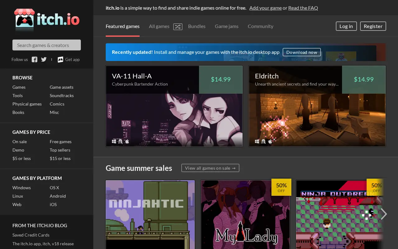 itch.io in 2016