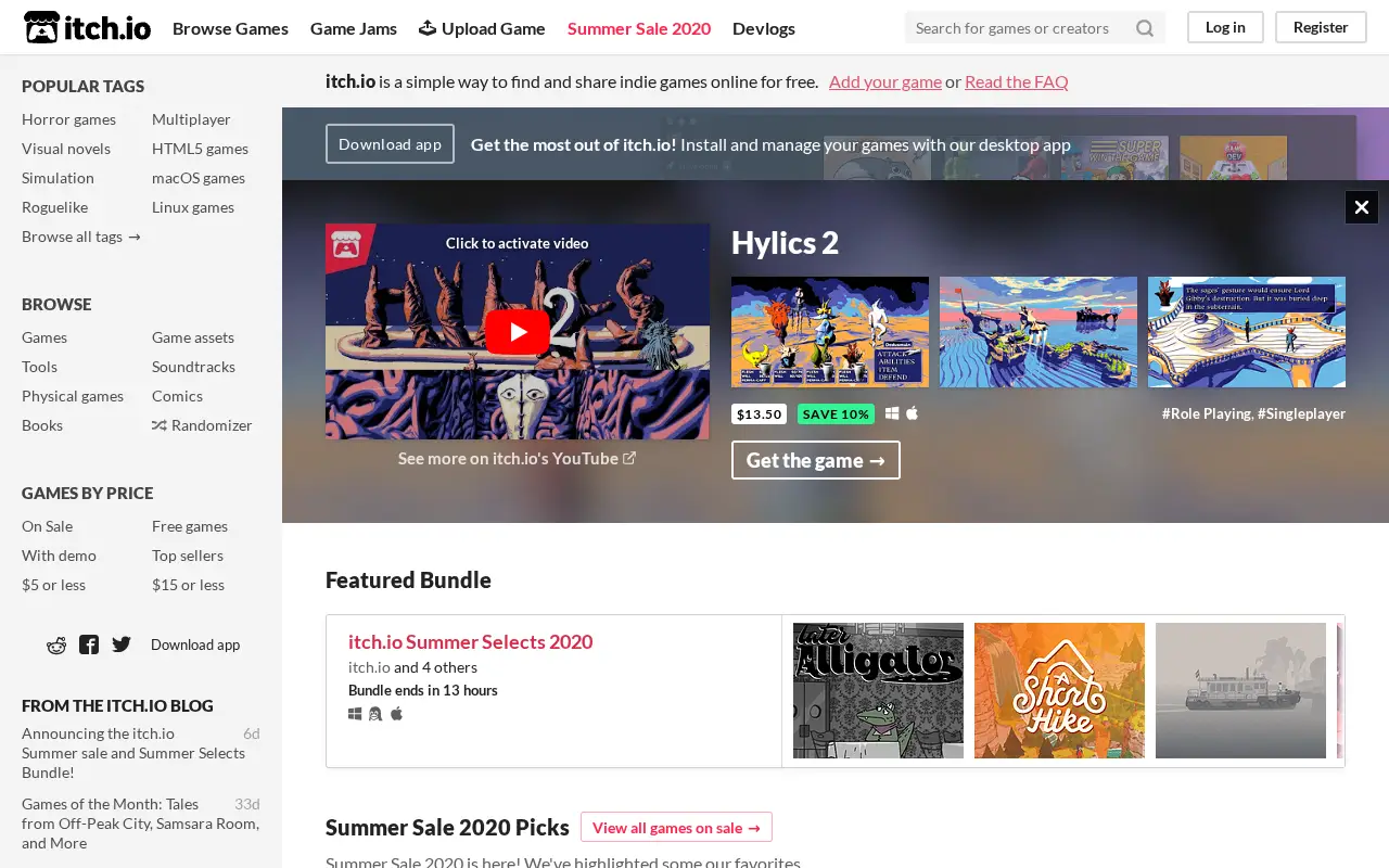 itch.io in 2020