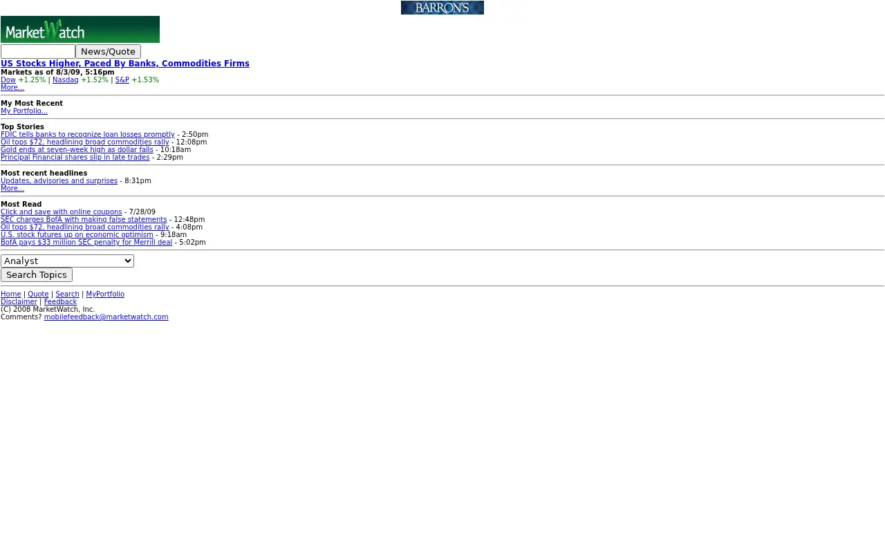 marketwatch.com in 2009