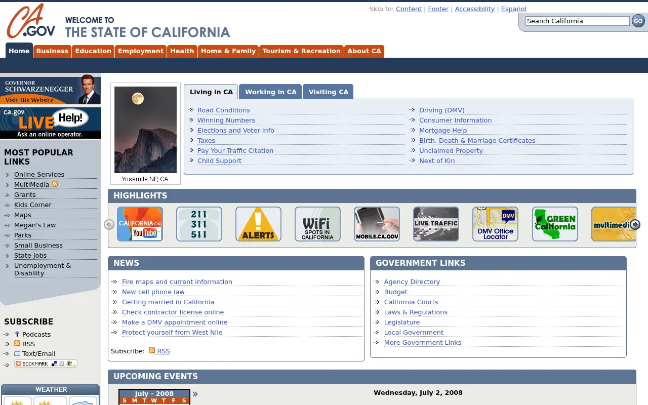 ca.gov on July 2, 2008