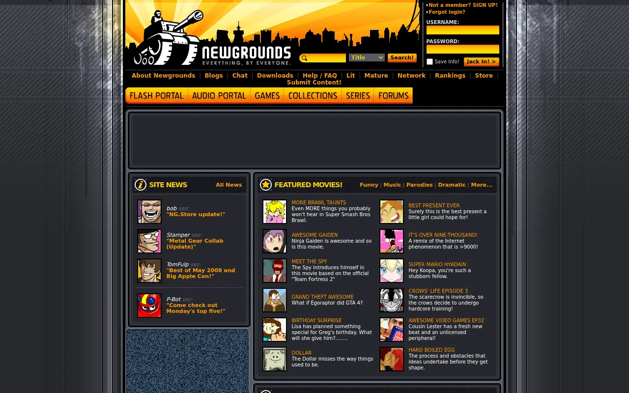 newgrounds.com in 2008