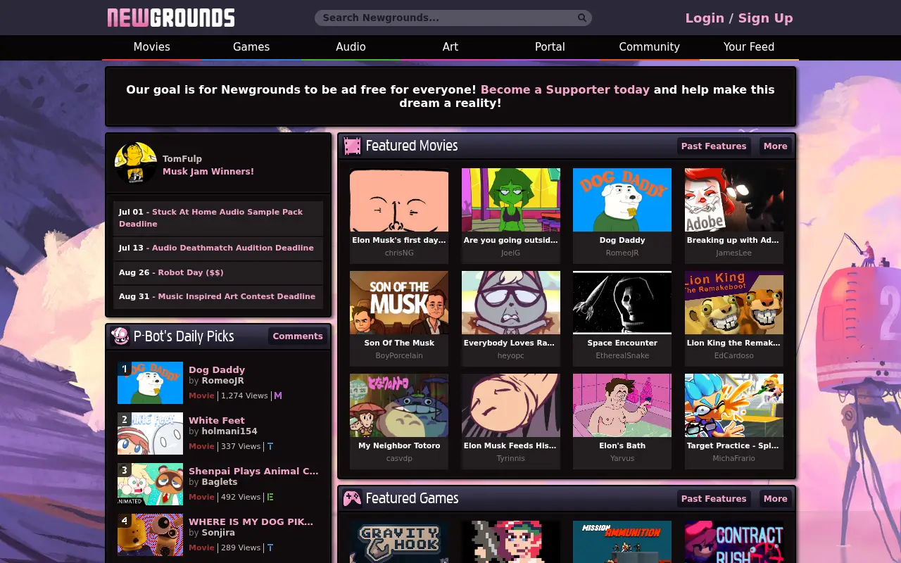 newgrounds.com in 2020