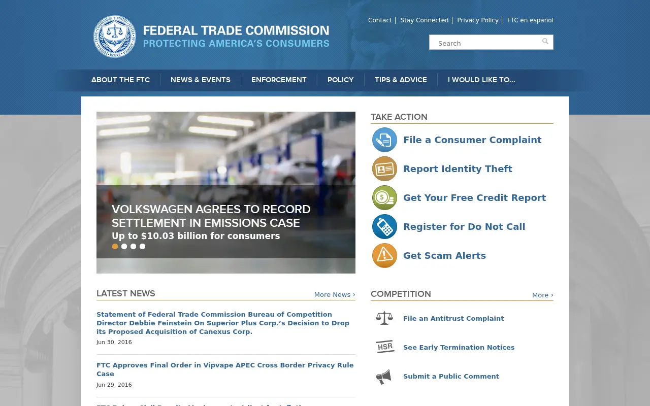 ftc.gov in 2016