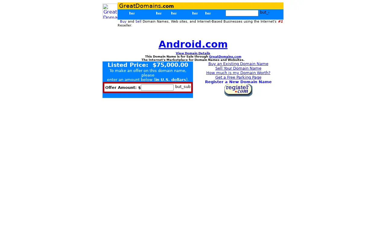 android.com in 2000