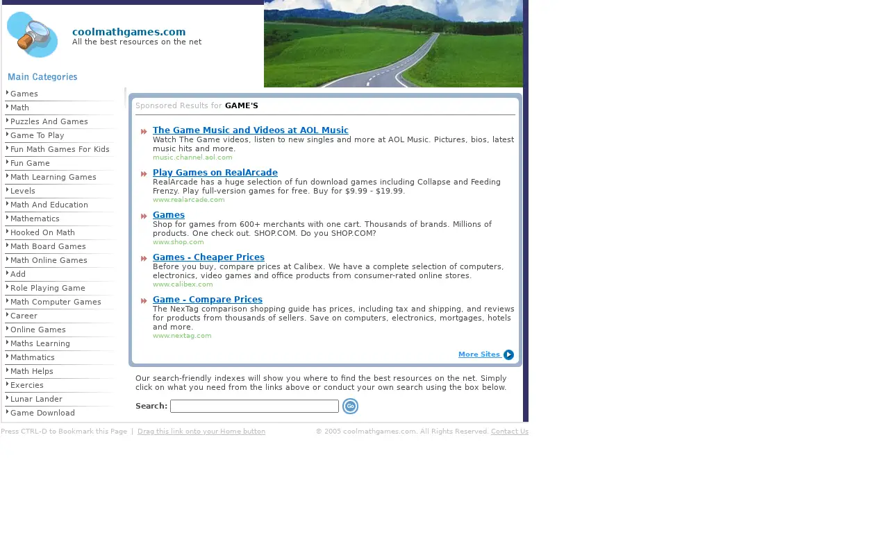 coolmathgames.com in 2005