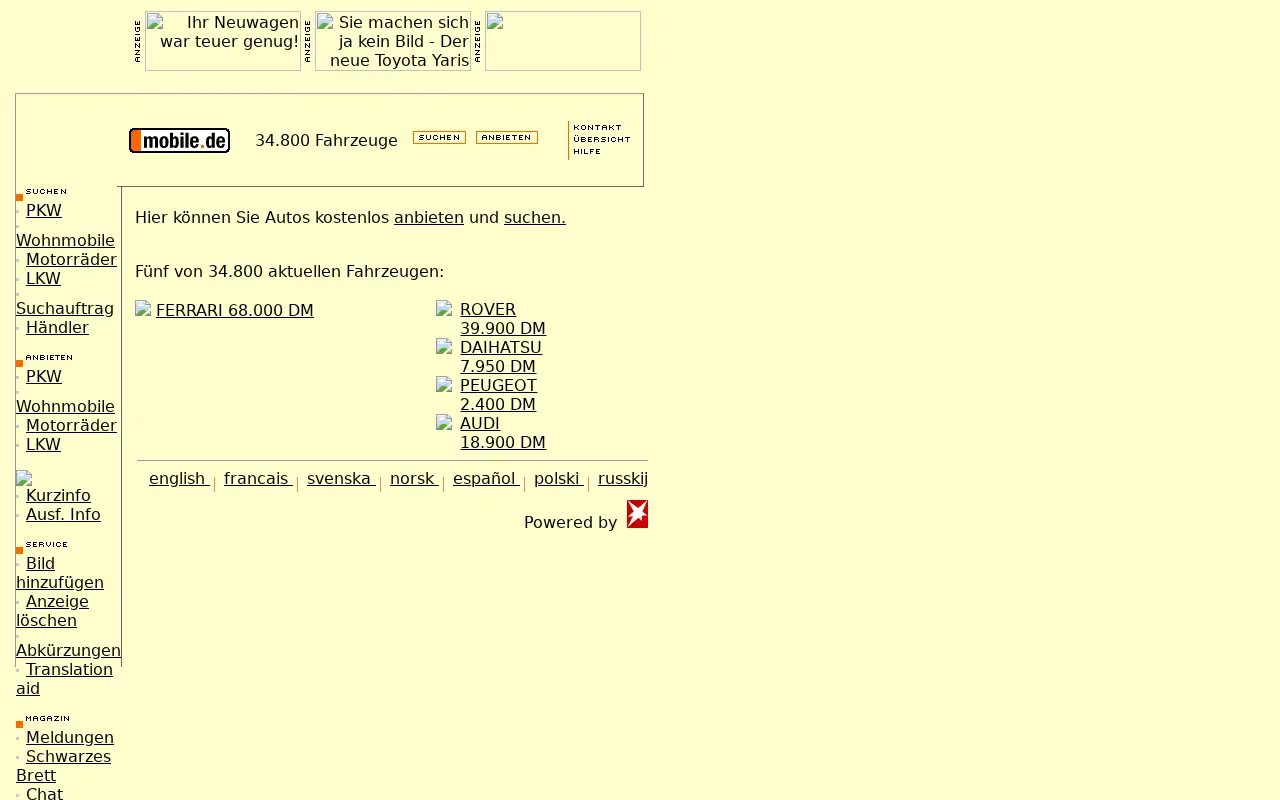 mobile.de in 1999