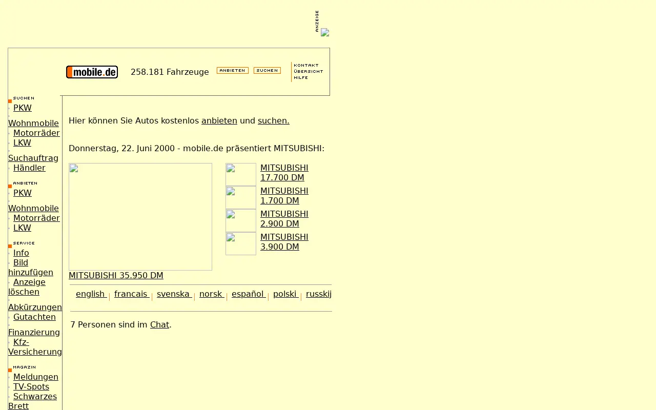 mobile.de in 2000