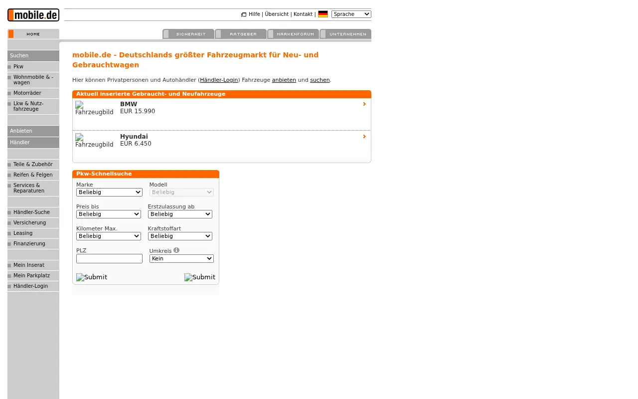mobile.de in 2008