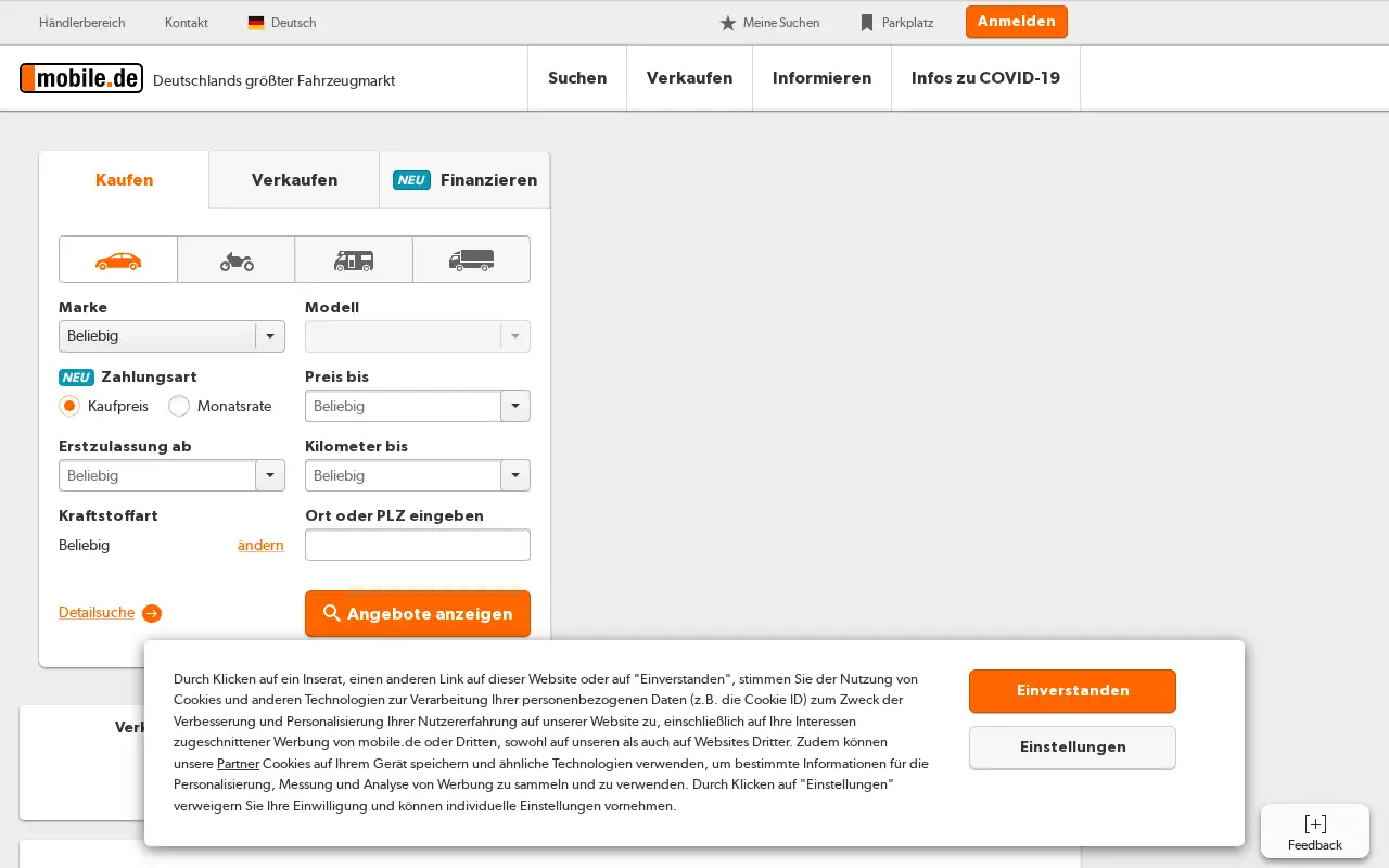 mobile.de in 2020