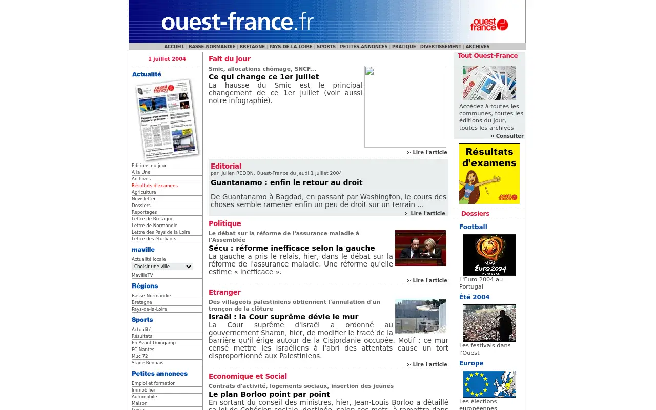 ouest-france.fr on July 1, 2004
